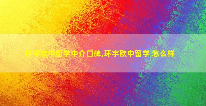 环宇欧中留学中介口碑,环宇欧中留学 怎么样